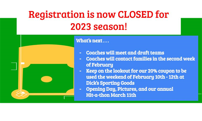Registration is CLOSED for the 2023 Season